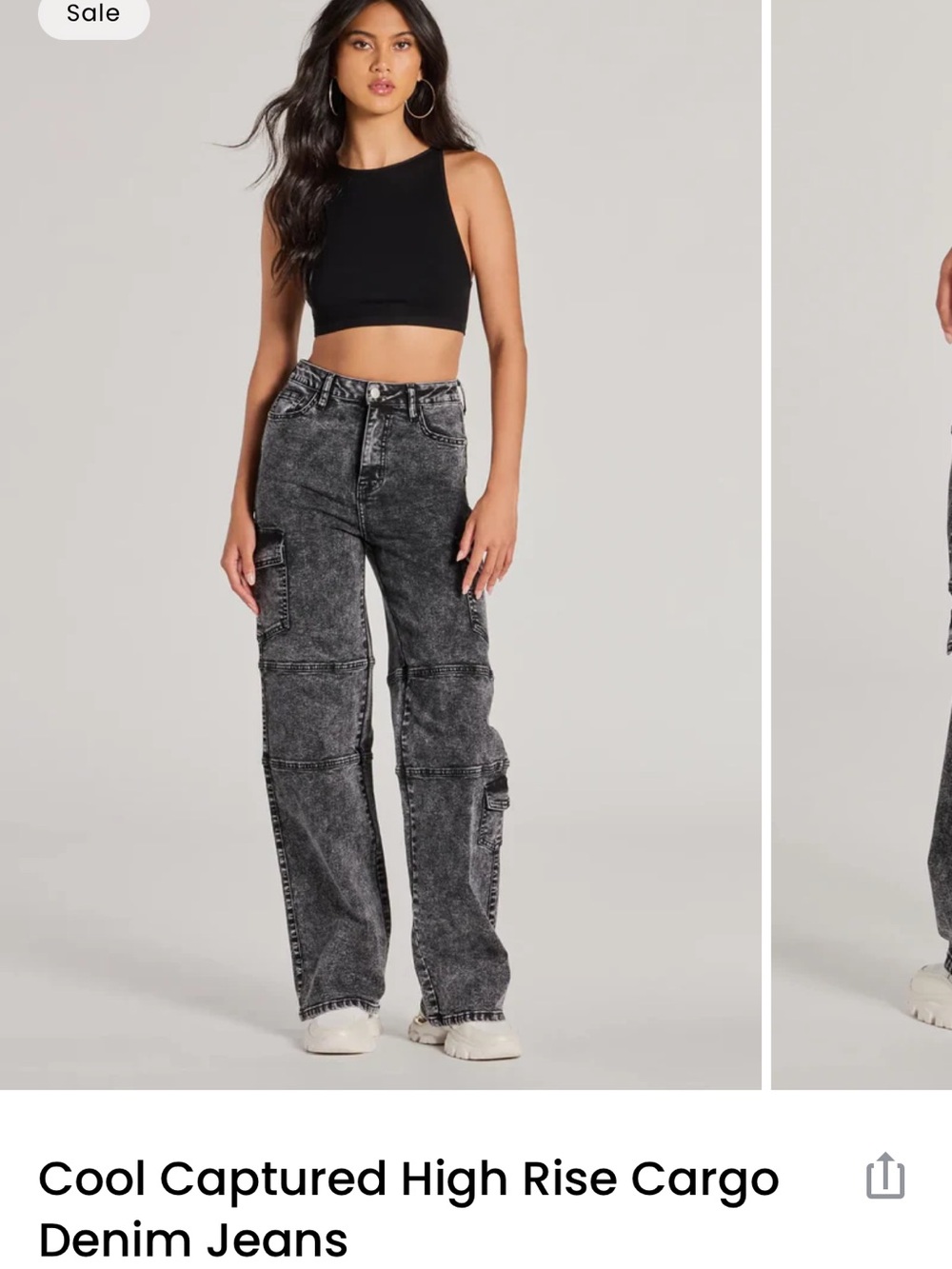 Windsor wide leg cargo jeans - black